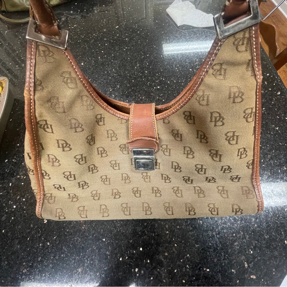 Brown Dooney & Bourke Logo Shoulder Bag.